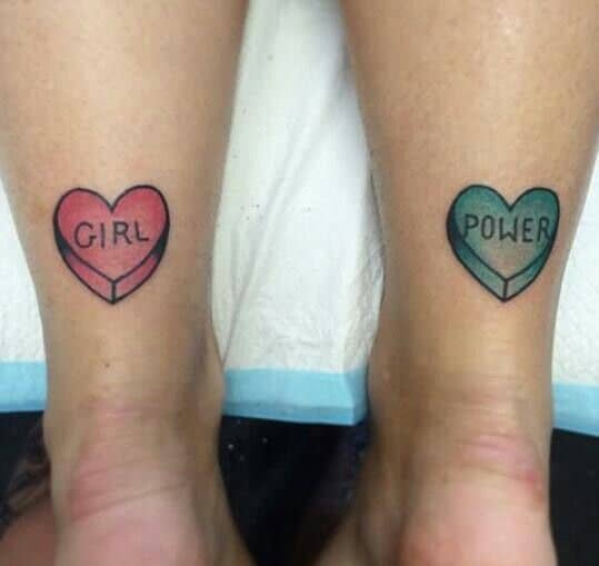 . Heart Tattoos On Ankle Blue And Pink
