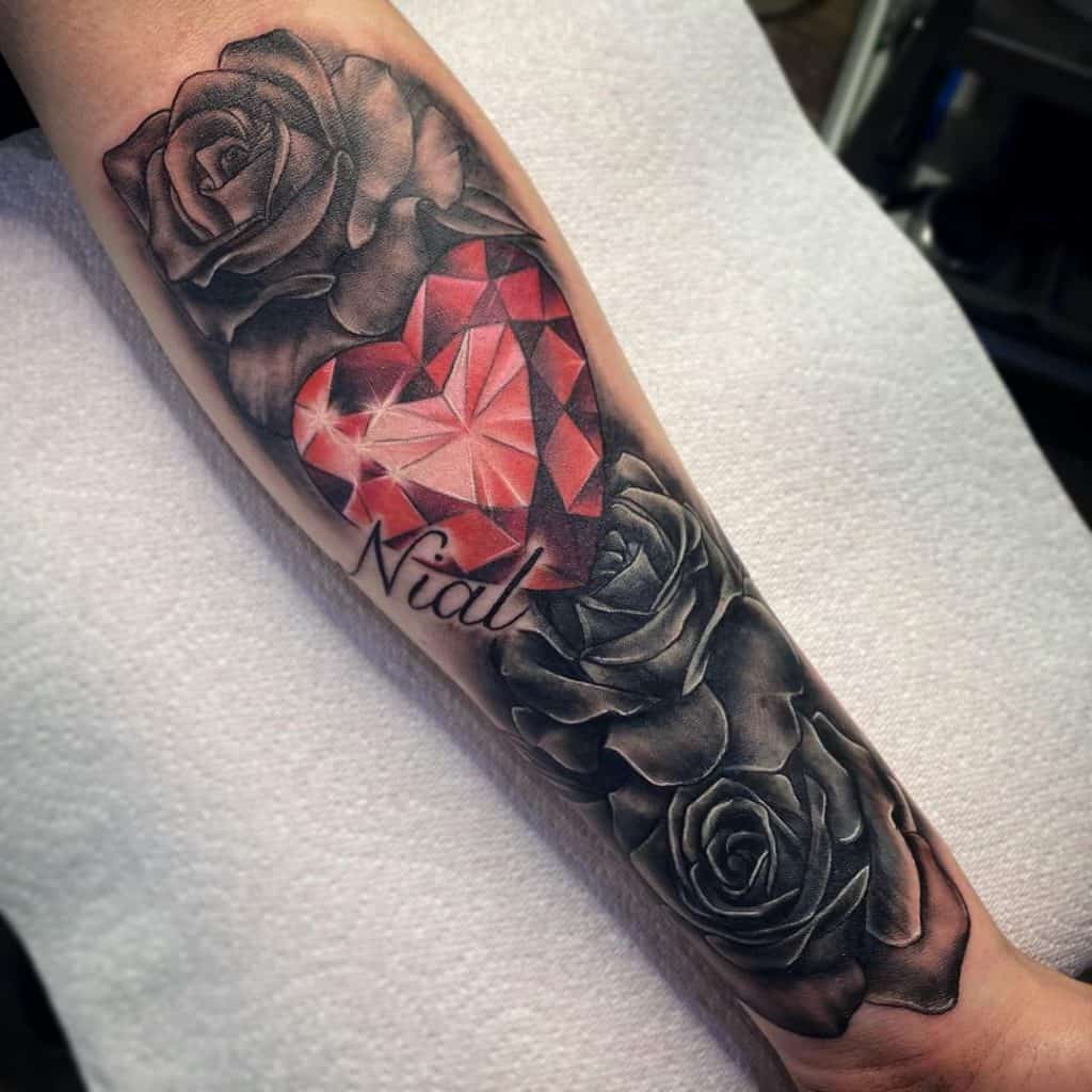 Jewel Inspired Heart Tattoo Sleeve Ink