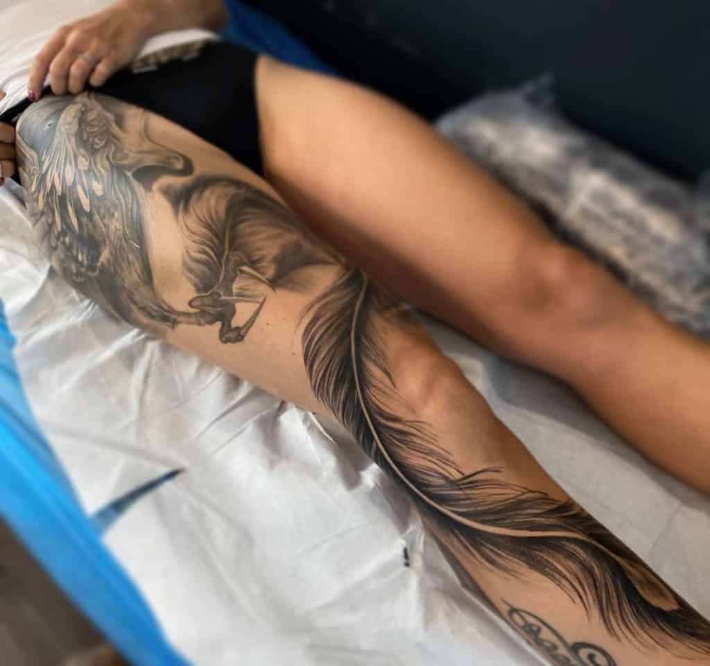 Leg Sleeve Phoenix Tattoo