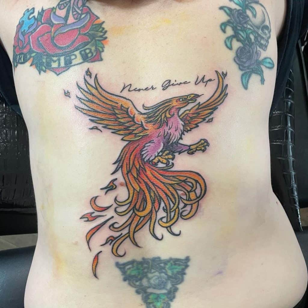 beautiful Chest phoenix tattoo