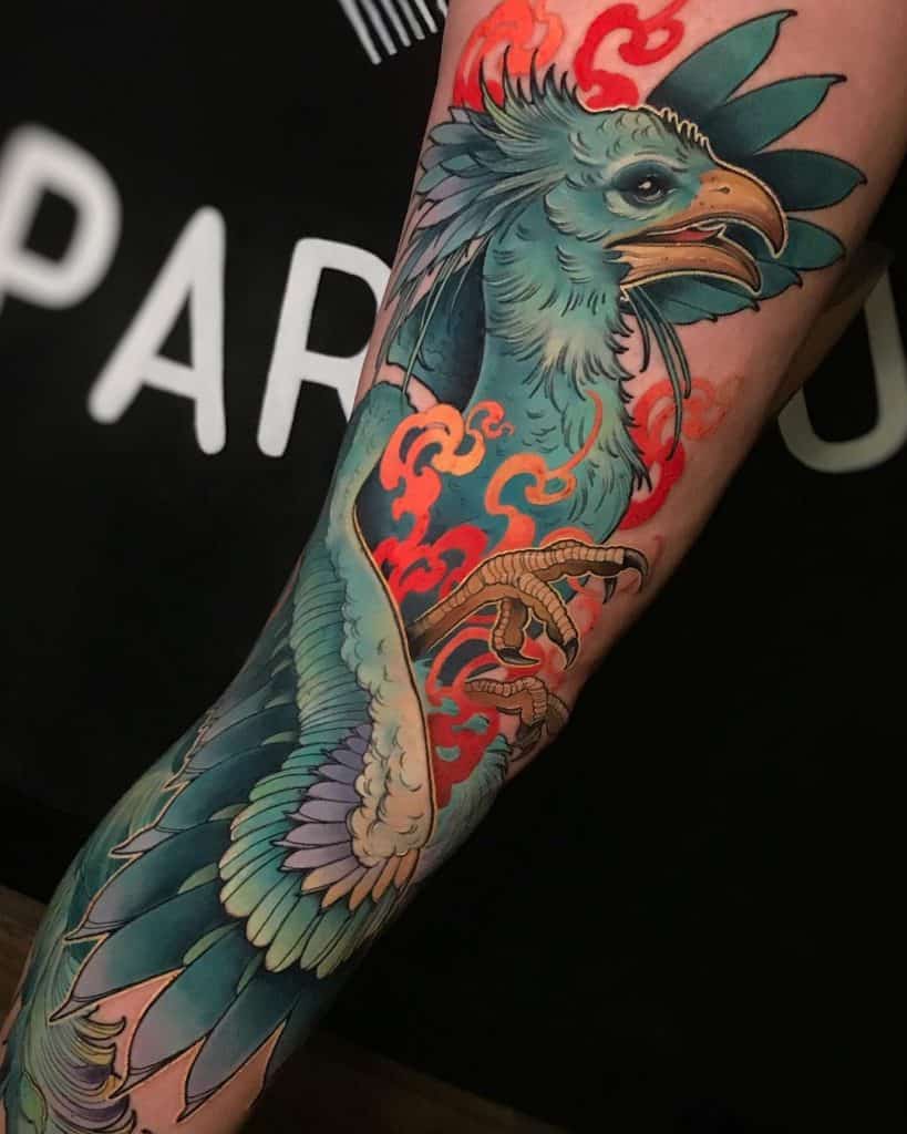 ice phoenix Sleeve Tattoo