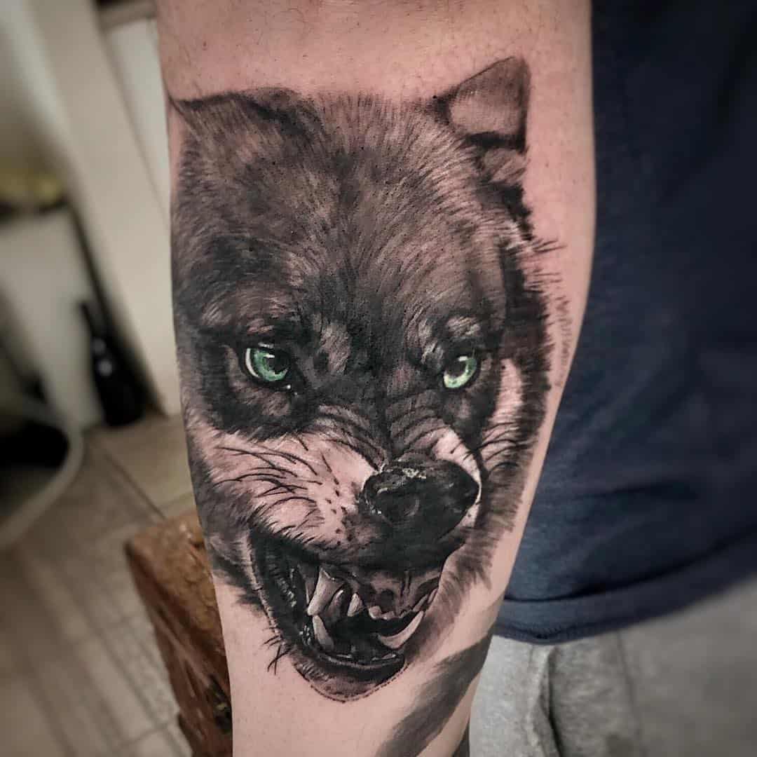 Angry Wolf Tattoo 1
