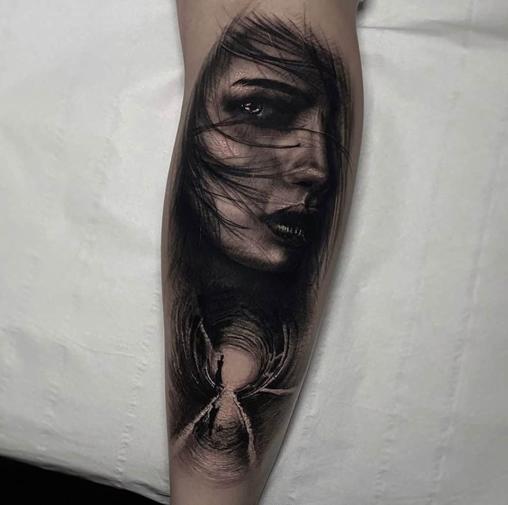 Depression Semicolon Tattoo Design With Woman Print 