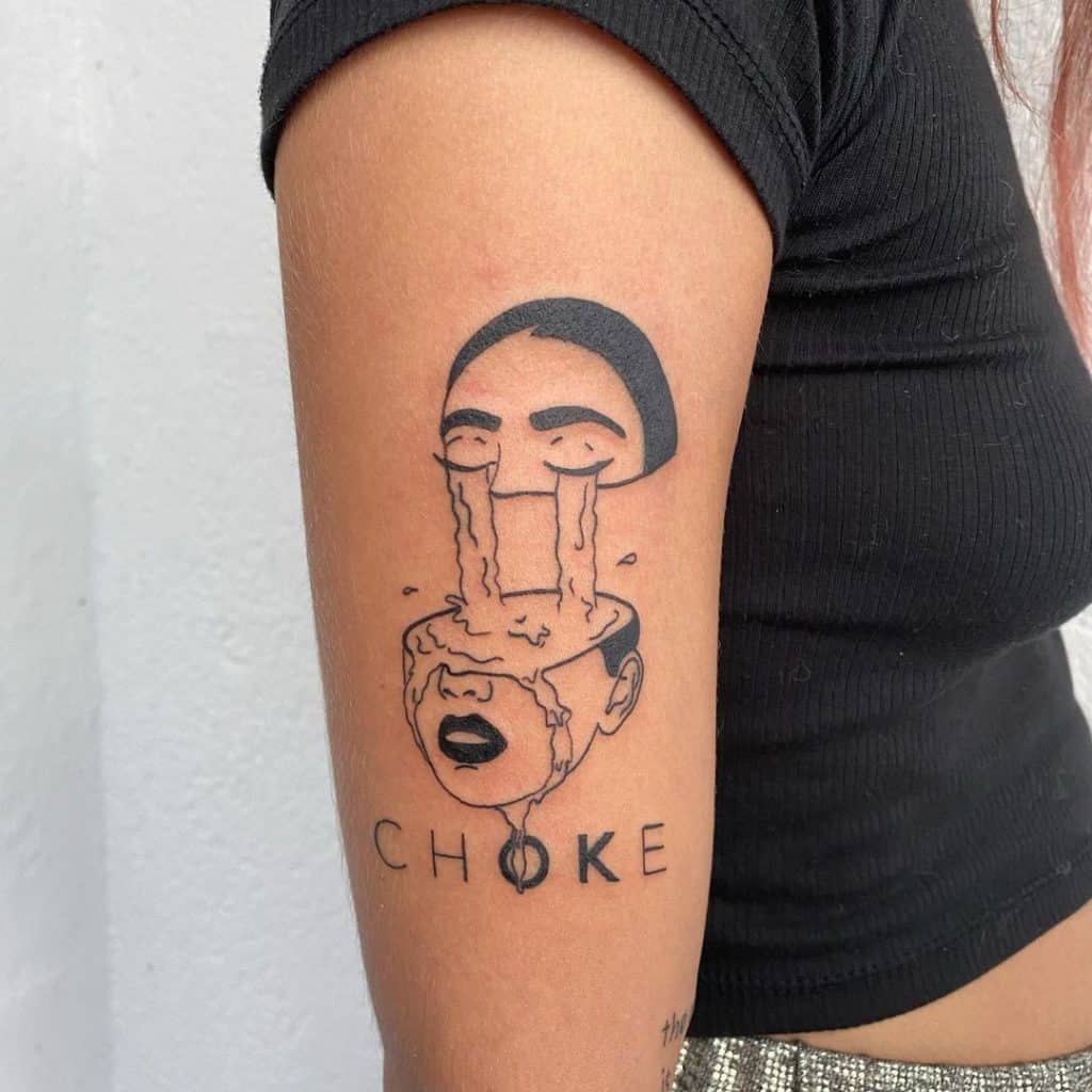 Depression Tattoo With Choke Word