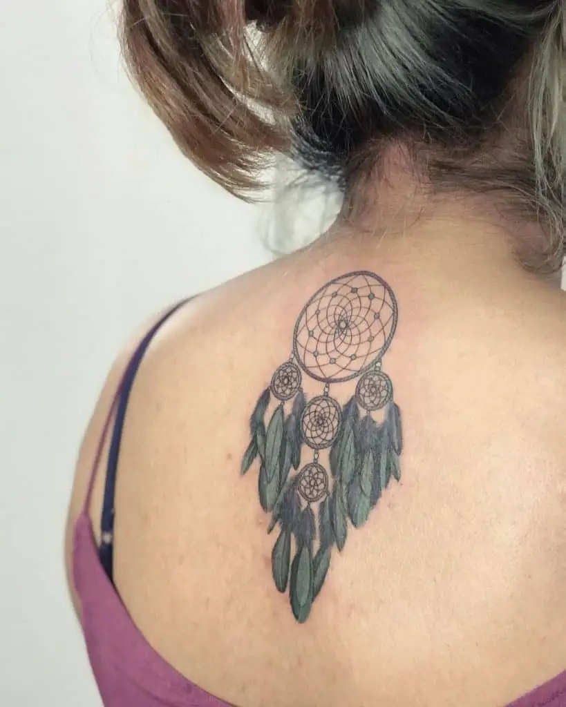 Dream Catcher Tattoo For Women With Feather Details