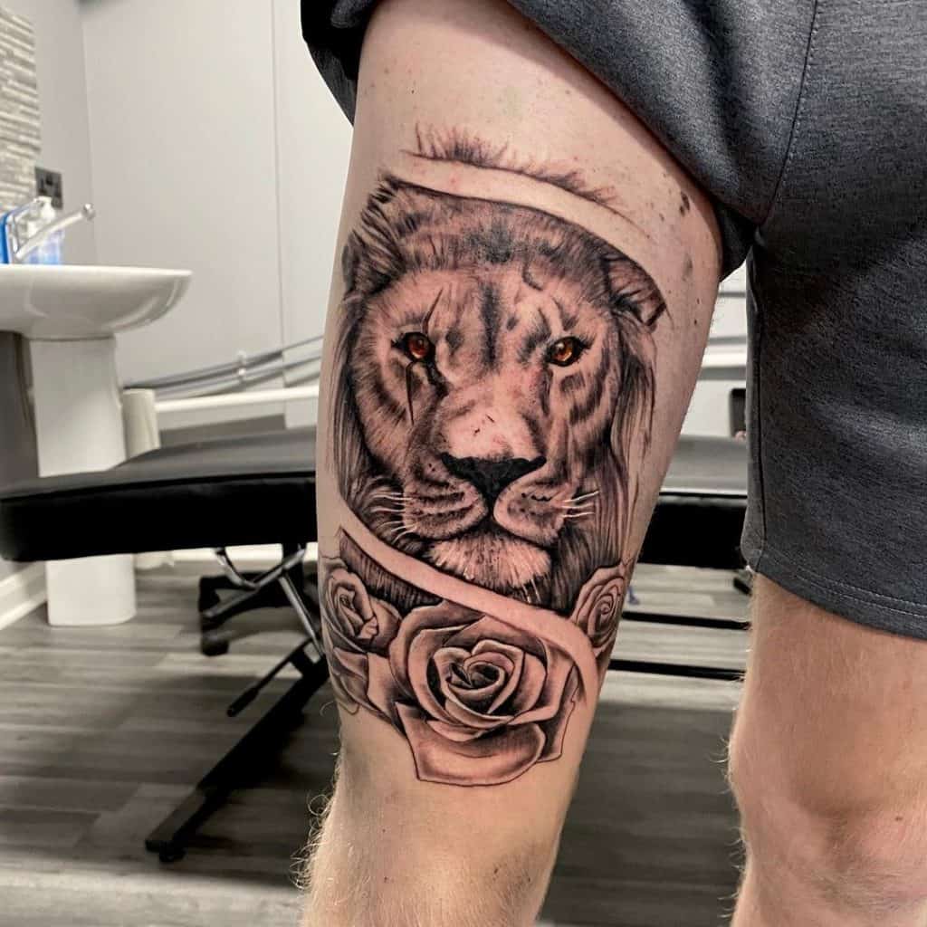 Lion Tattoo Thigh