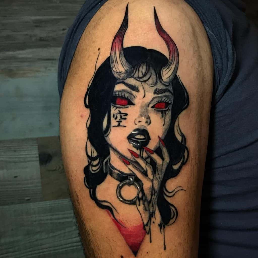 Scary Devil Inspired Depression Tattoo Symbol