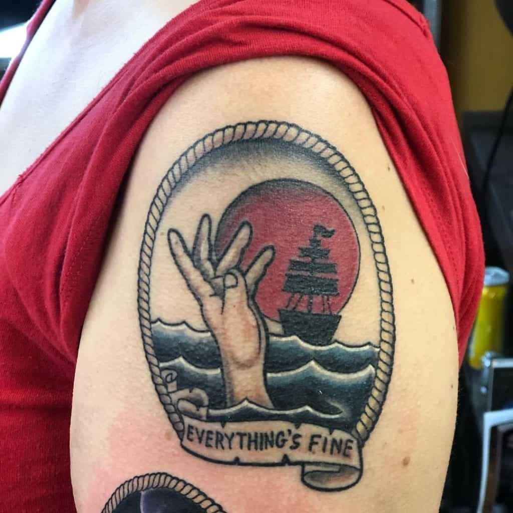 Sinking Ship Depression Tattoo