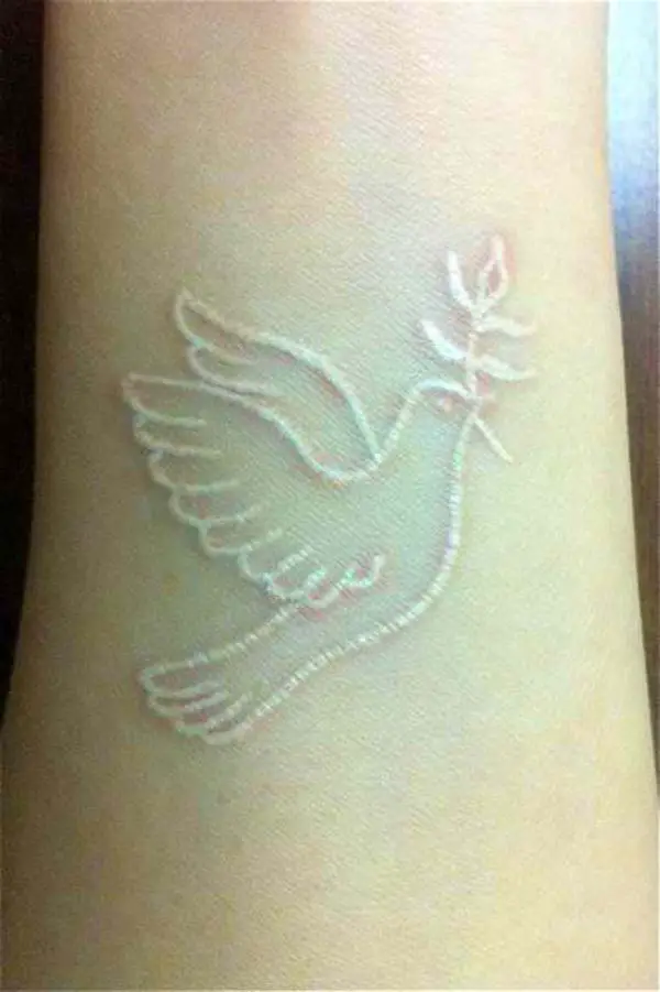 White Ink Tattoos On Dark Skin, saved tattoo, Birds 3