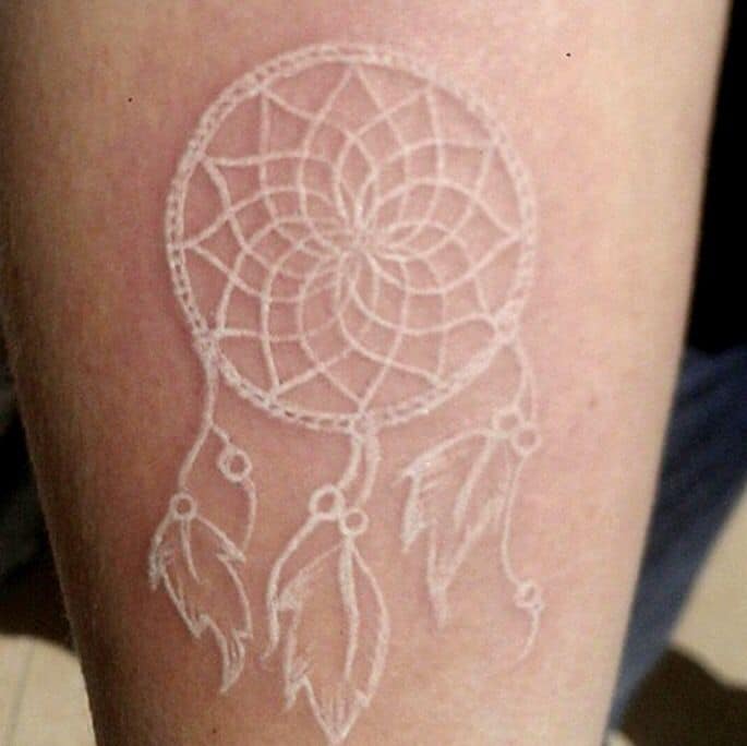 White Ink Tattoos On Dark Skin, saved tattoo, Dreamcatcher 3