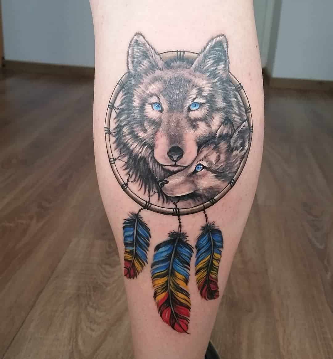 Wolf Dreamcatcher Tattoo 1
