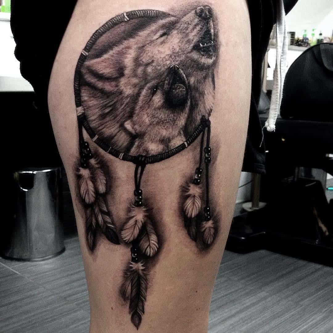 Wolf Dreamcatcher Tattoo 3