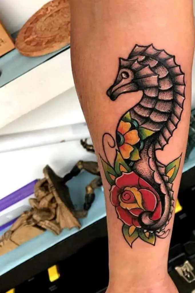 Seahorse Tattoo Outline Black Ink