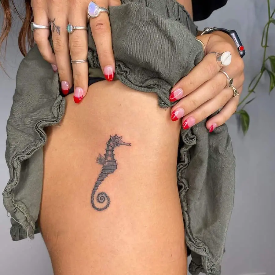 Side Piece Seahorse Tattoo