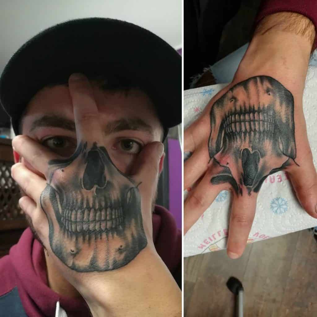 Skeleton Hand Tattoo, saved tattoo, Trick 1