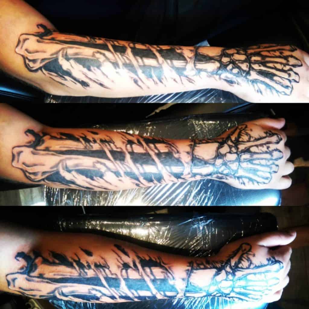 Skeleton Hand Tattoo, saved tattoo, arm 1