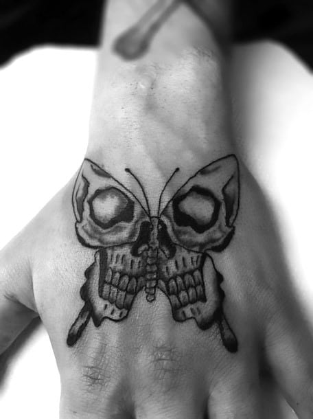 Skeleton Hand Tattoo, saved tattoo, butterfly 1p
