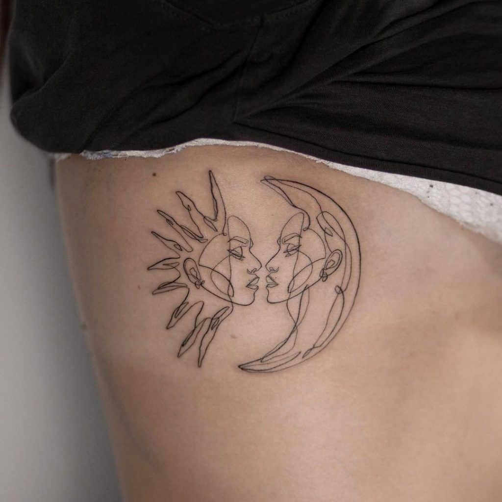 The Kissing Sun and Moon Tattoo Design (The Lovers) 2