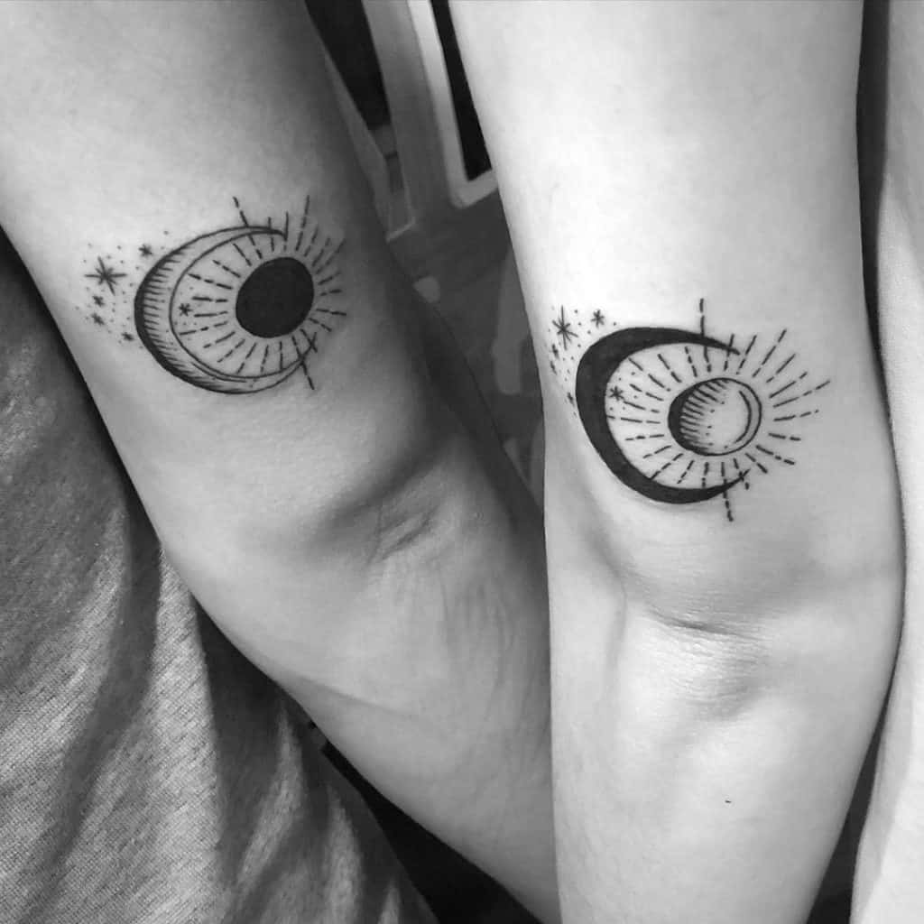 The Sun and Moon Linework Tattoo Design 2