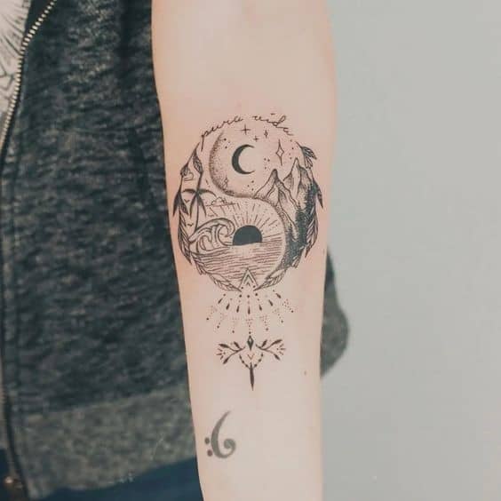The Sun and Moon Yin Yang Tattoo Design 4