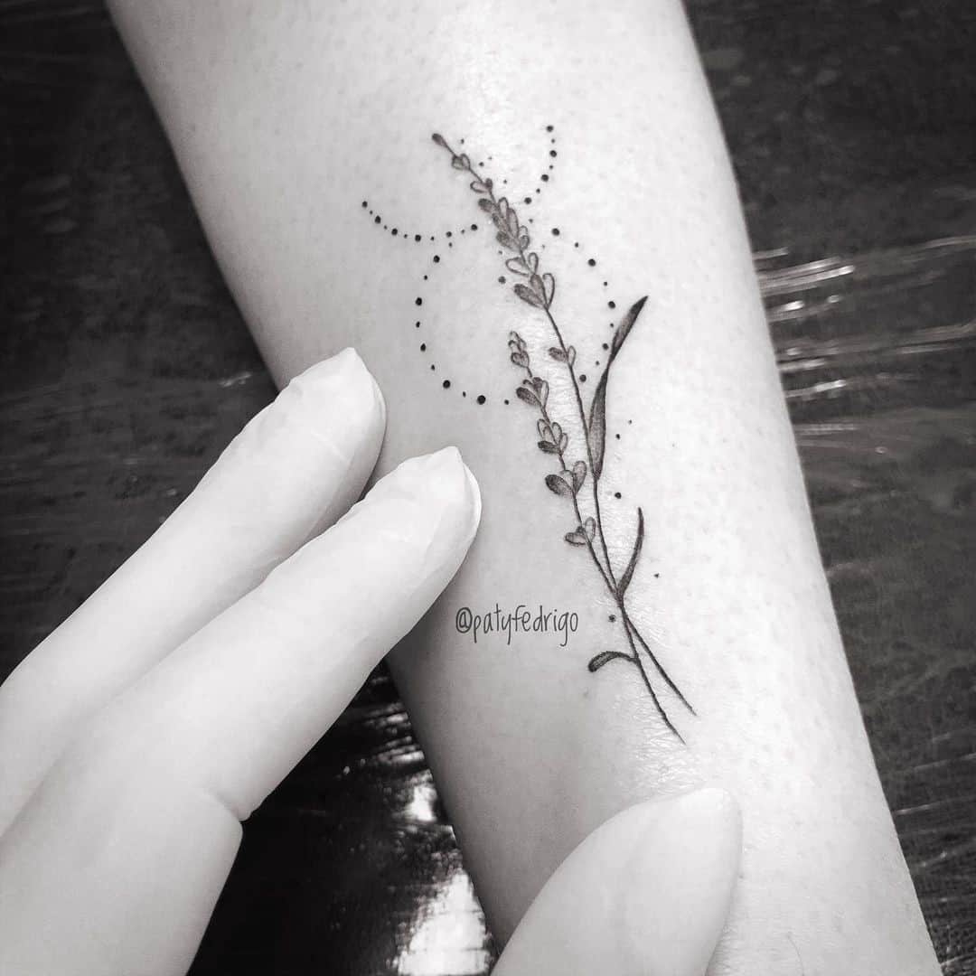 Black lavender tattoo and circle