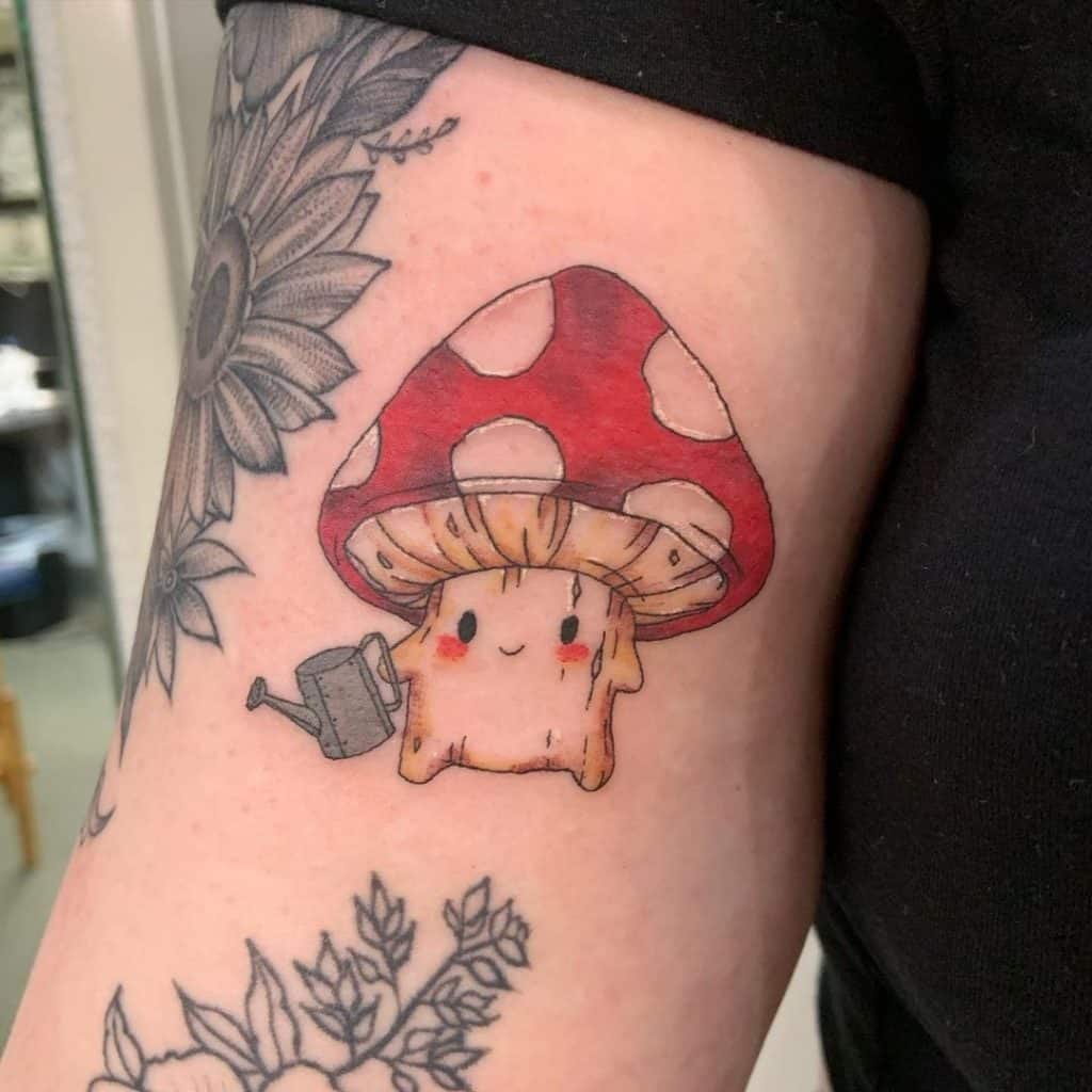 Cartoon Mushroom Tattoo Design 1