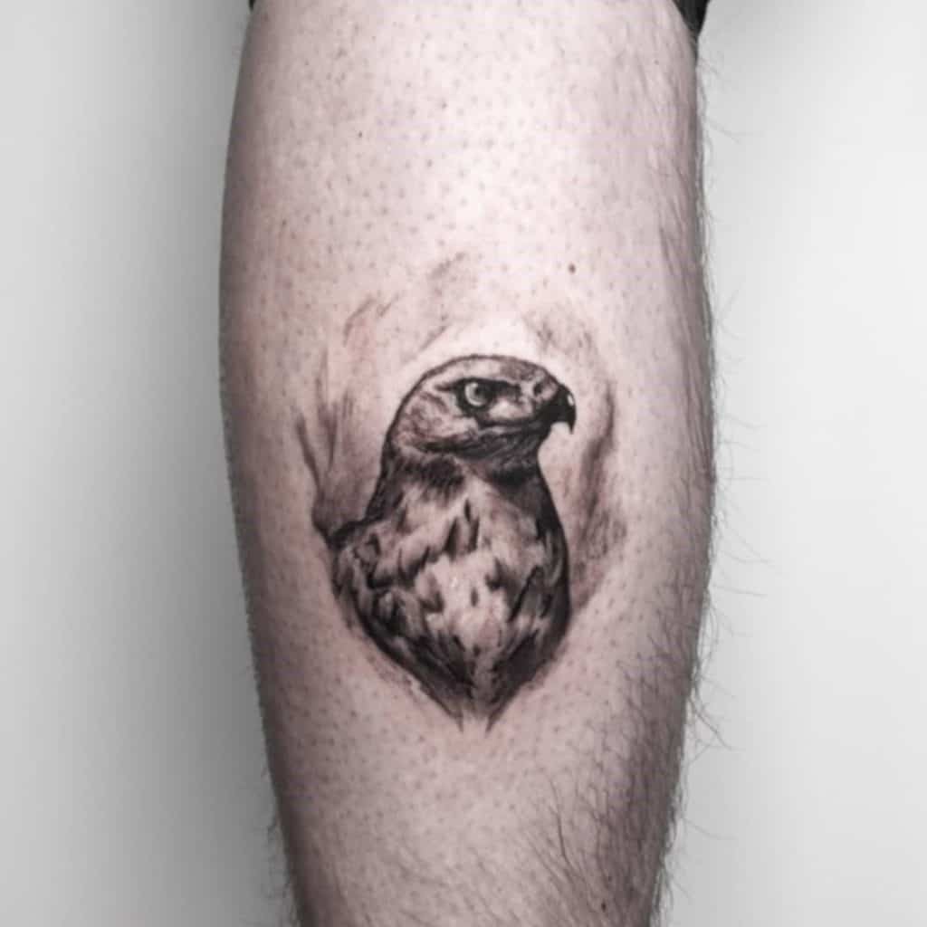 Eagle Animal Tattoo Small Design For Men On Calf
