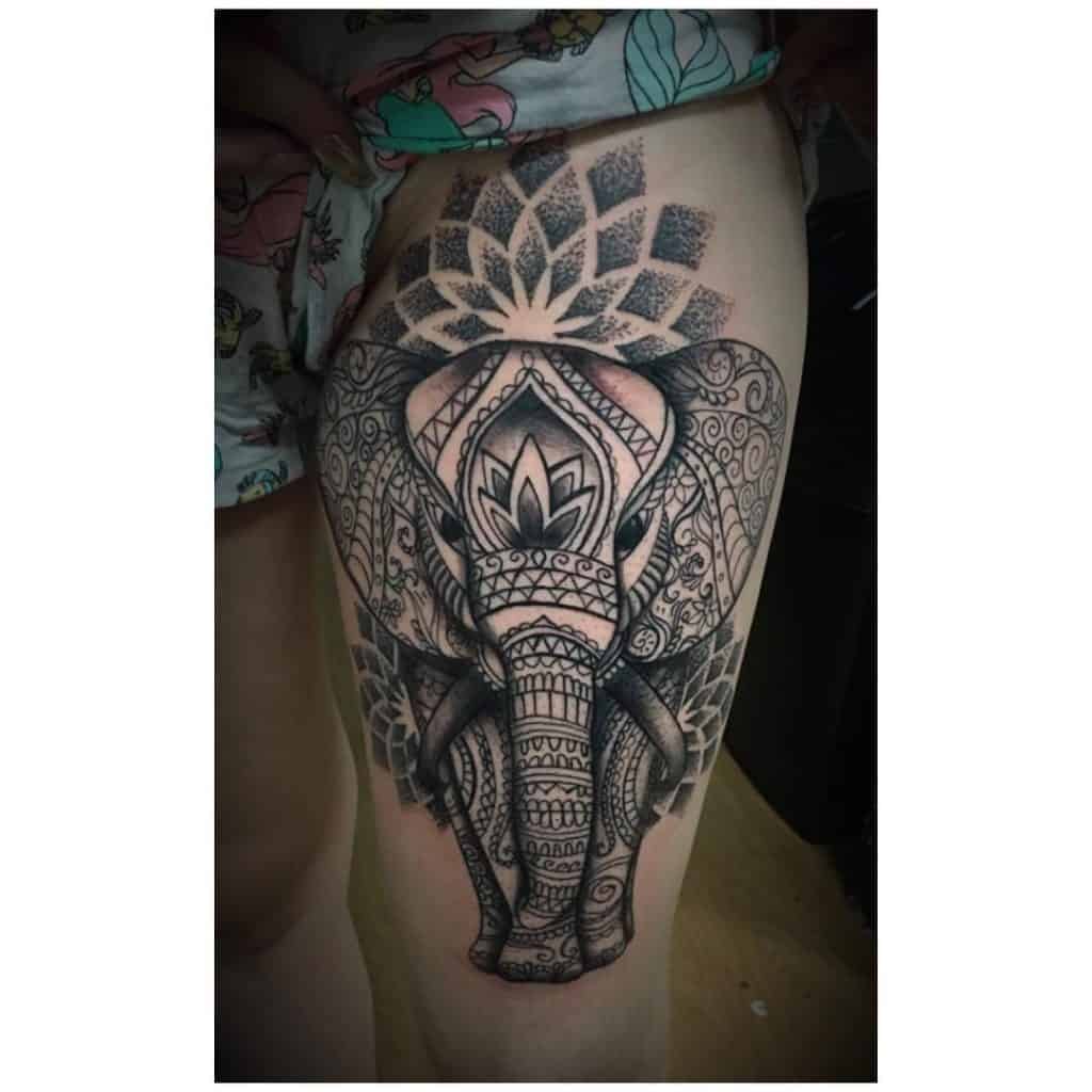 Elephant Tattoo on The Thigh