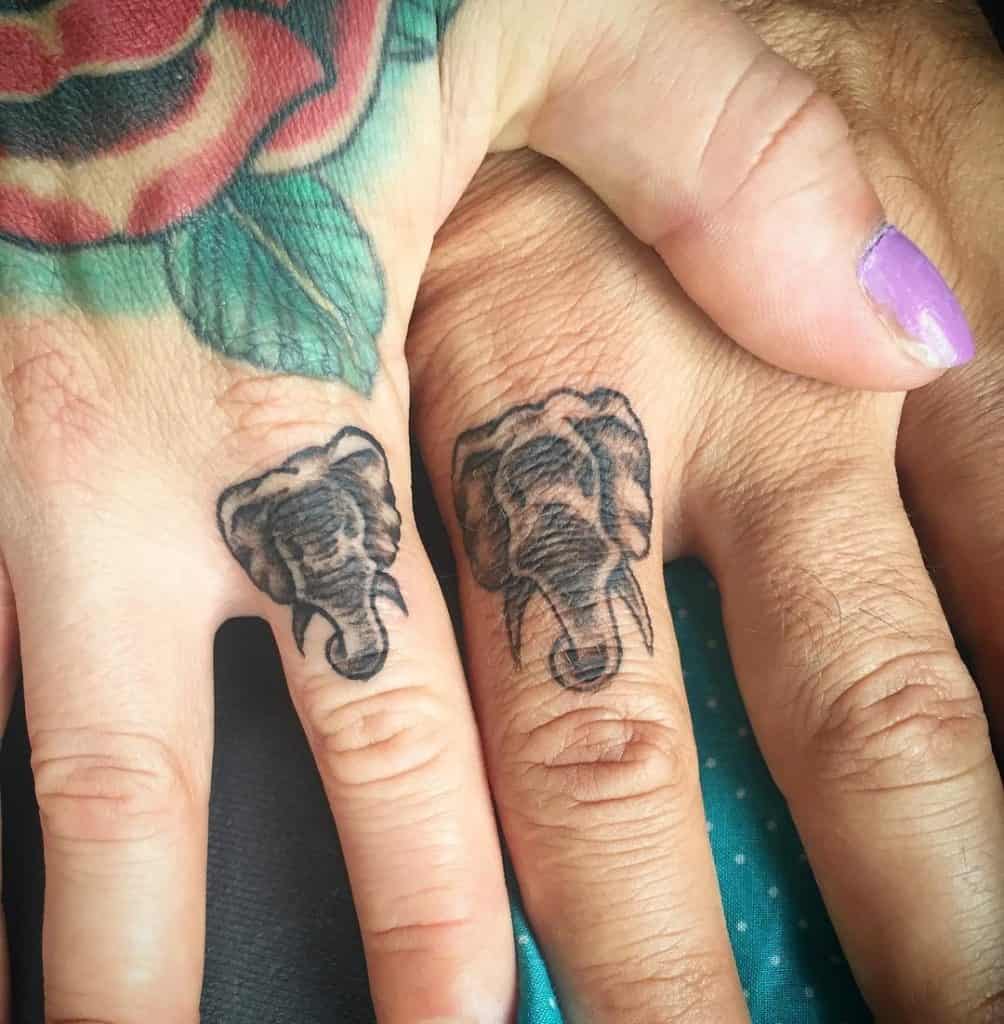 Elephant Tattoo on The finger