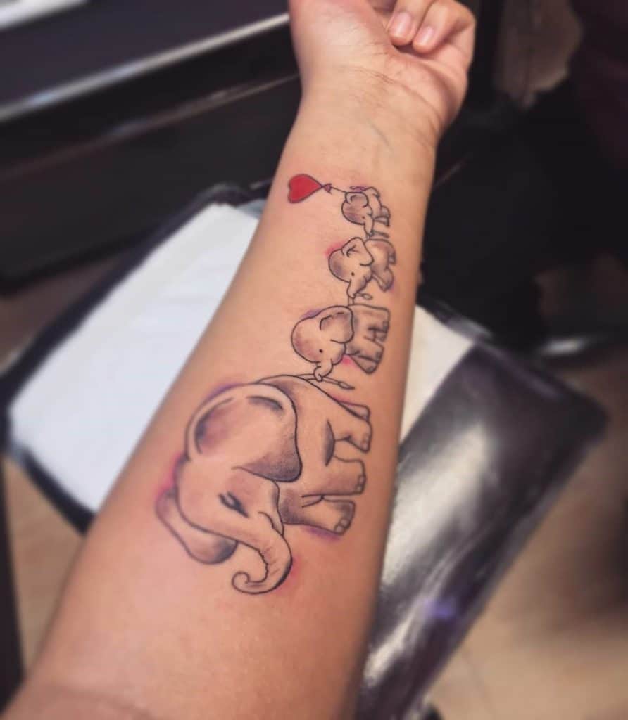 Family of Elephant Tattoo Design