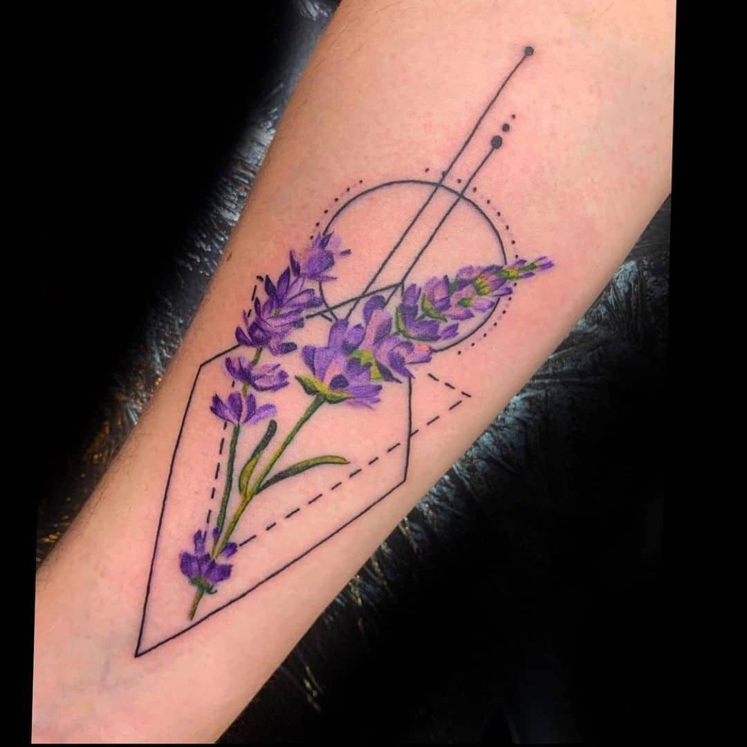 Frame lavender tattoo with purple