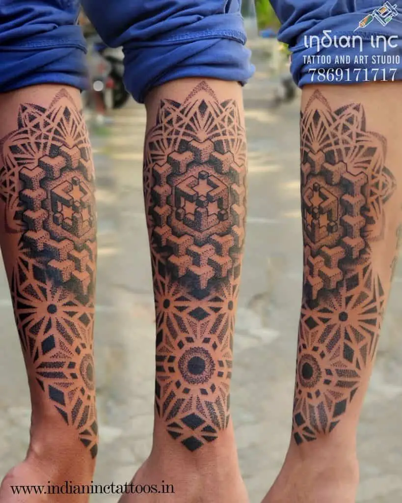 Geometric Elbow Tattoos 2