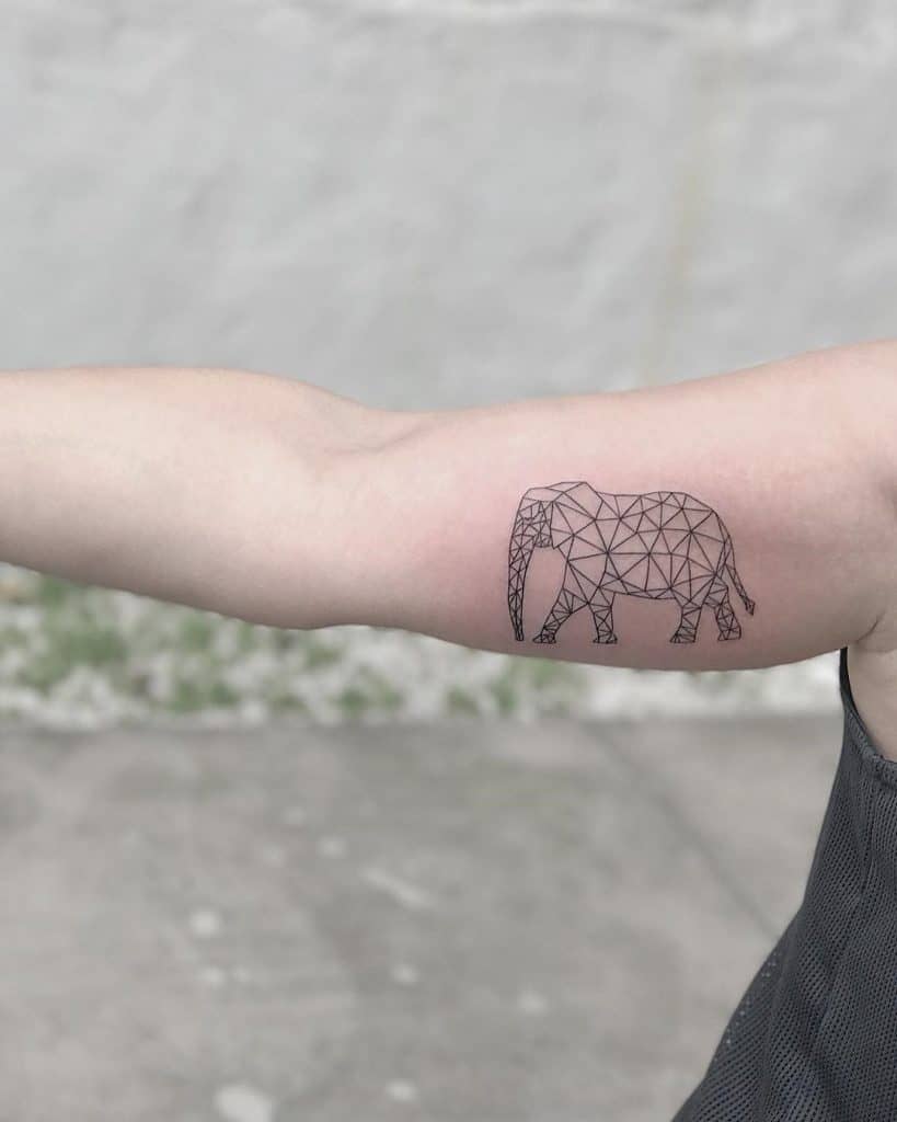 Geometric Elephant Tattoo on the Arm