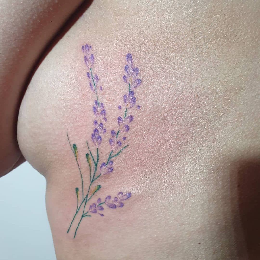 Lavender tattoo on chest