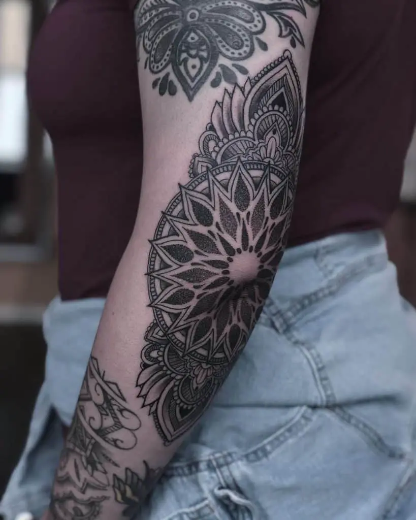 Mandala Elbow Tattoo 2