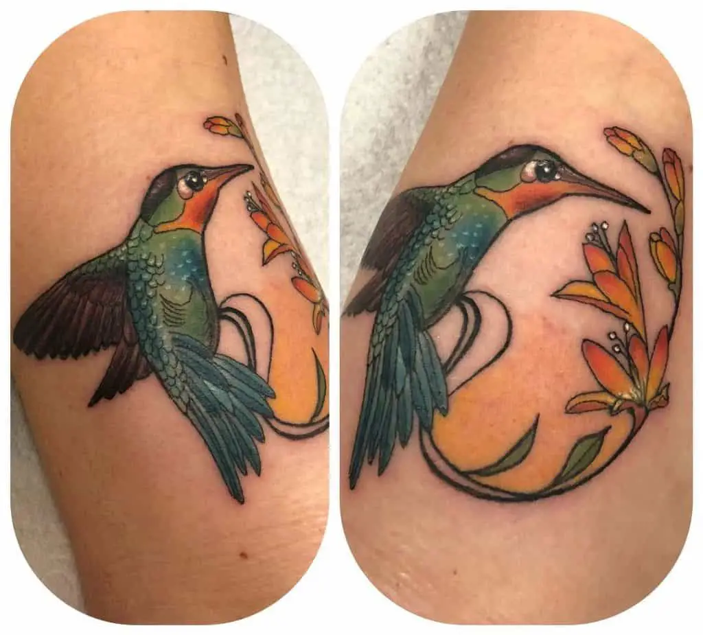 Neo Traditional Hummingbird Tattoo 3