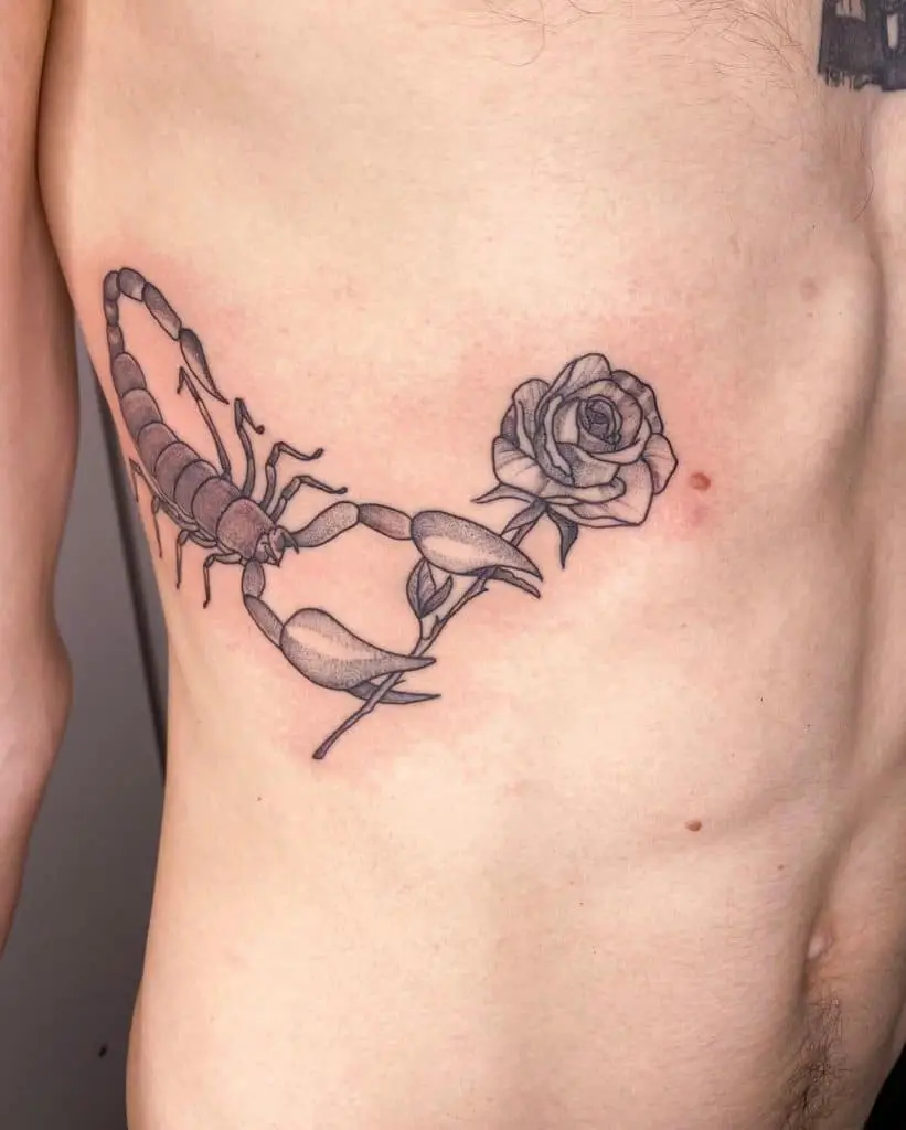 Scorpio Tattoo On Chest Side Piece 