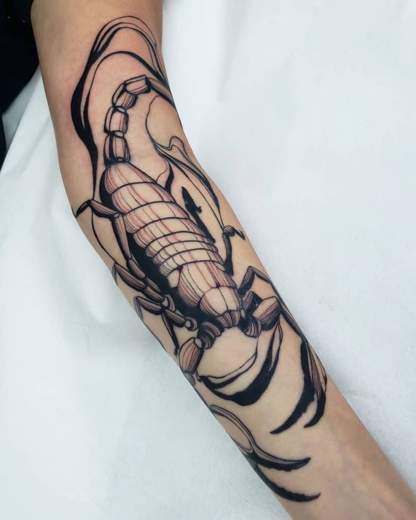  Scorpion Tattoo Traditional Sleeve Black Design 