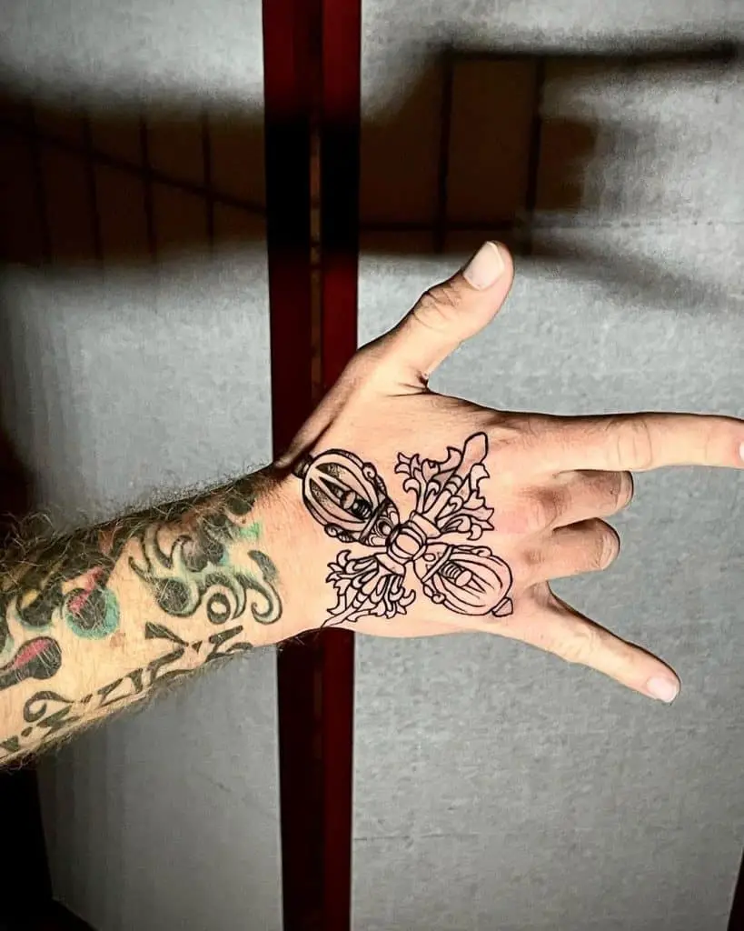 Square Design Hand Tattoo