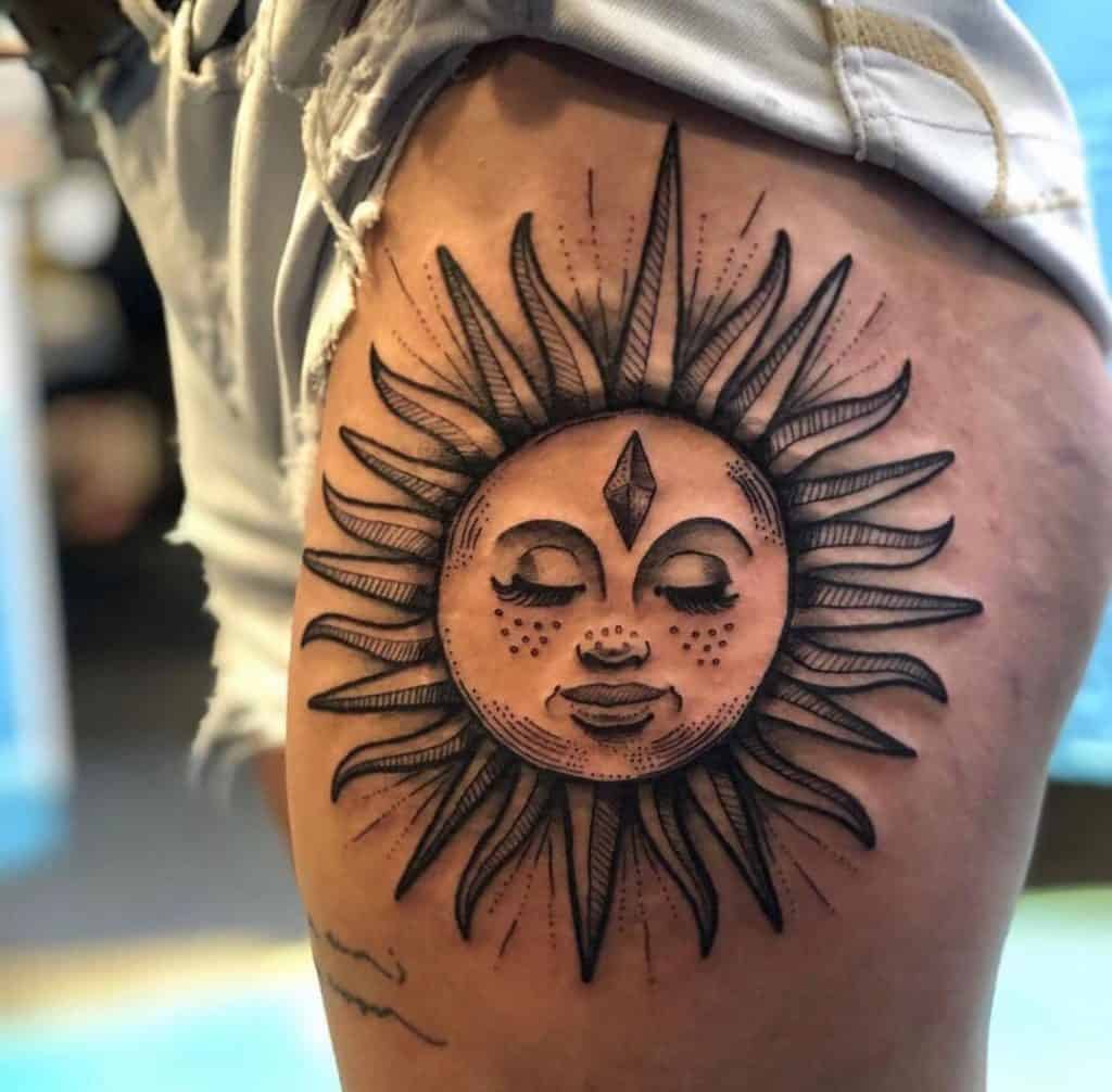 Sun Face Tattoo 2