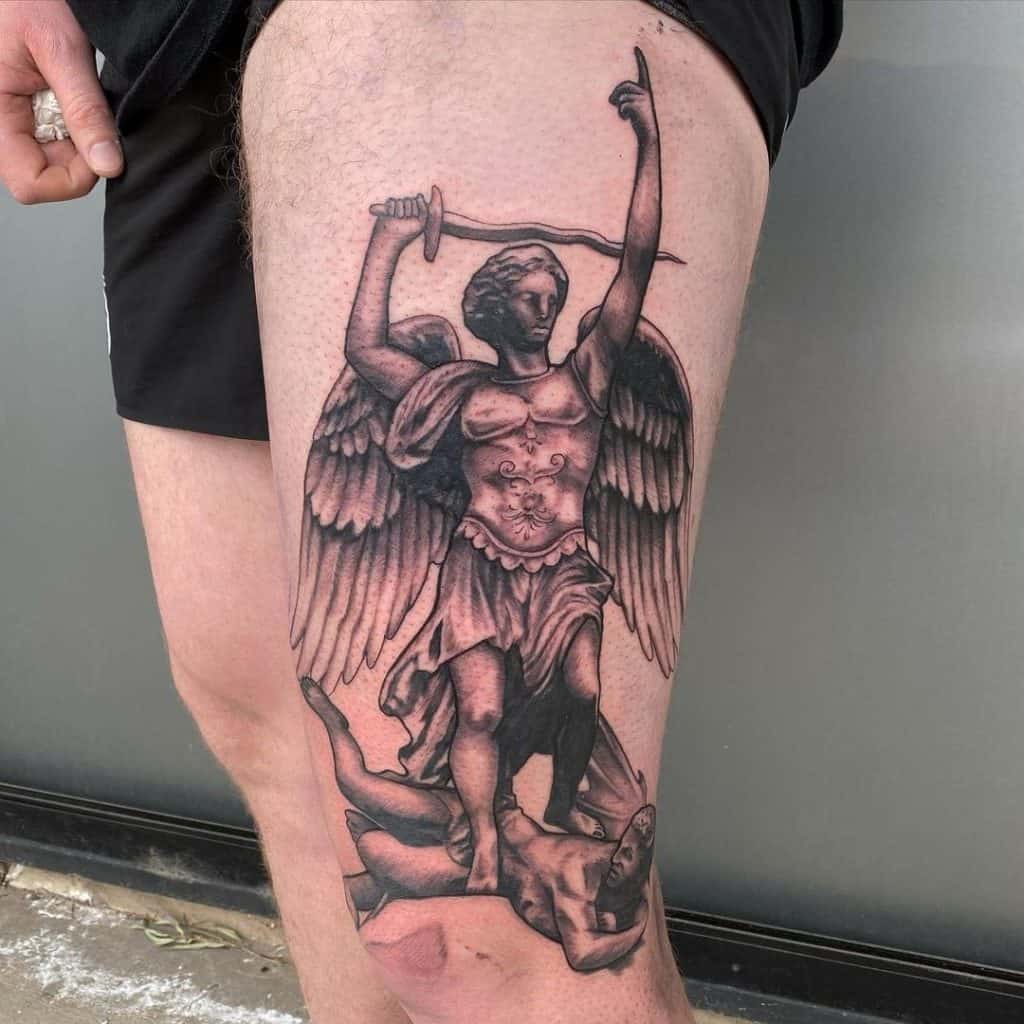 Two Man tattoo on Leg