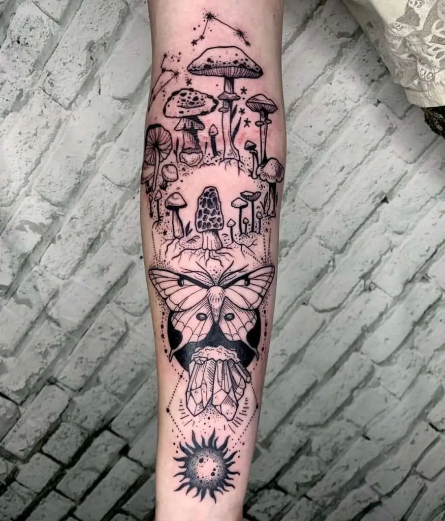 mushroom circle tattoo