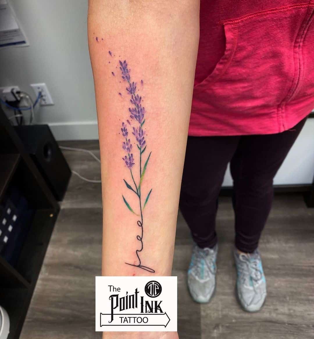 simple purple Lavender tattoo