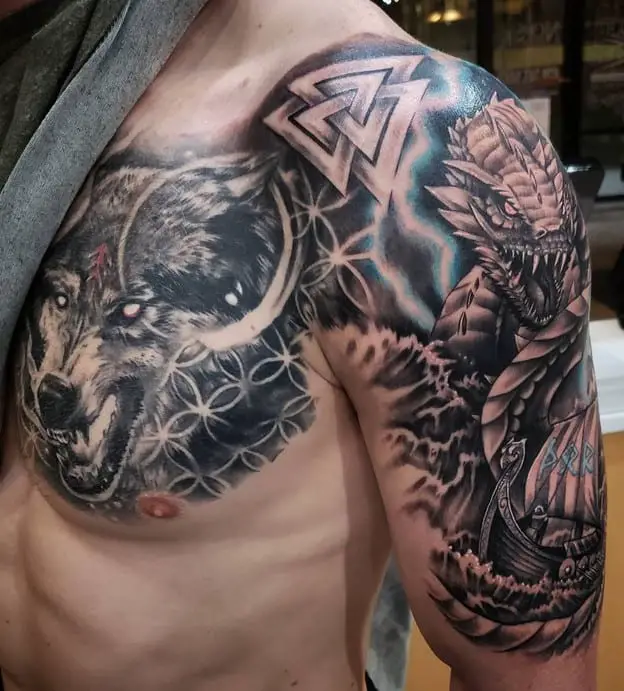 wolf Jormungandr Tattoo