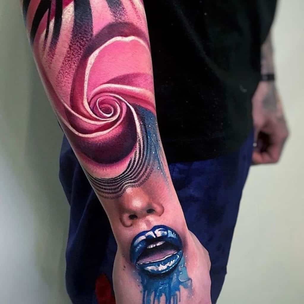 3D colorful Rose Tattoo
