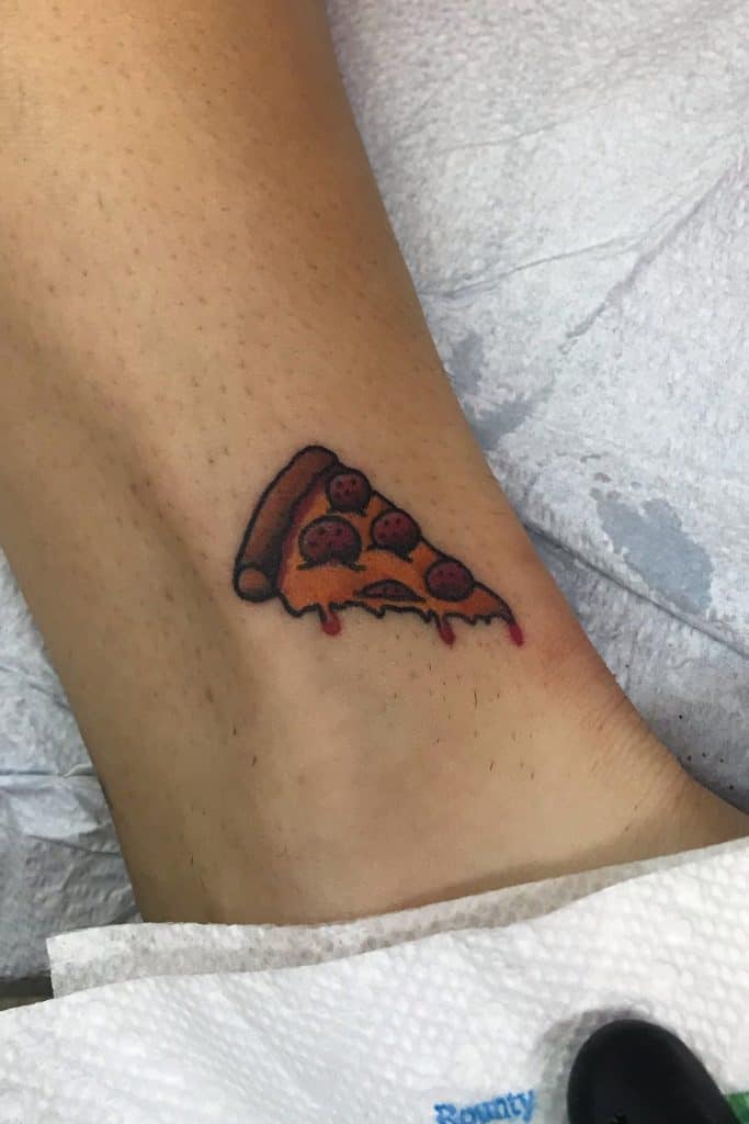 Ankle Tattoos Funny Pizza Print 