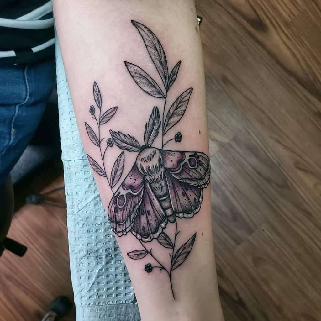 Butterfly And Flower Tattoo on Arm
