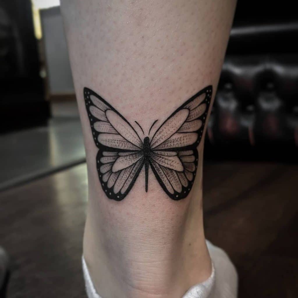 Butterfly Ankle Tattoos For Ladies 