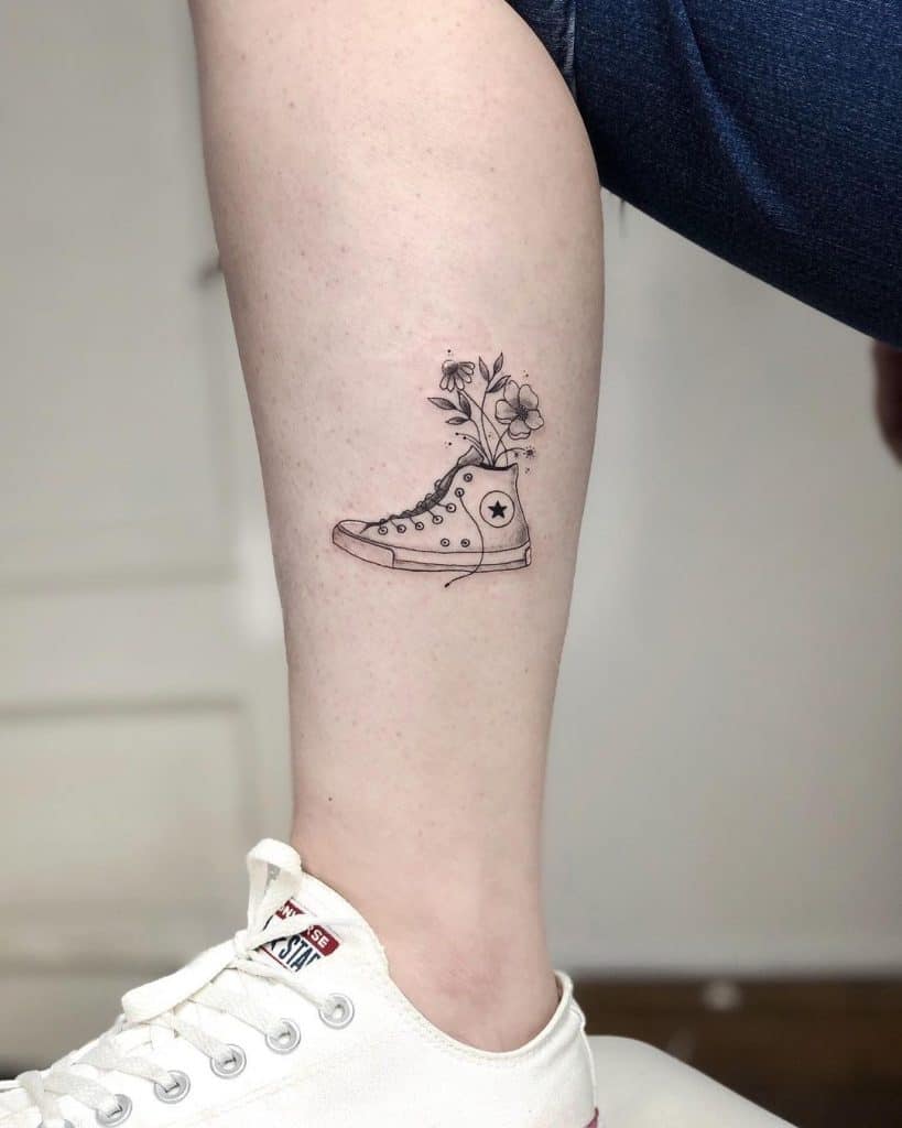 Converse and Flower 3D Tattoo
