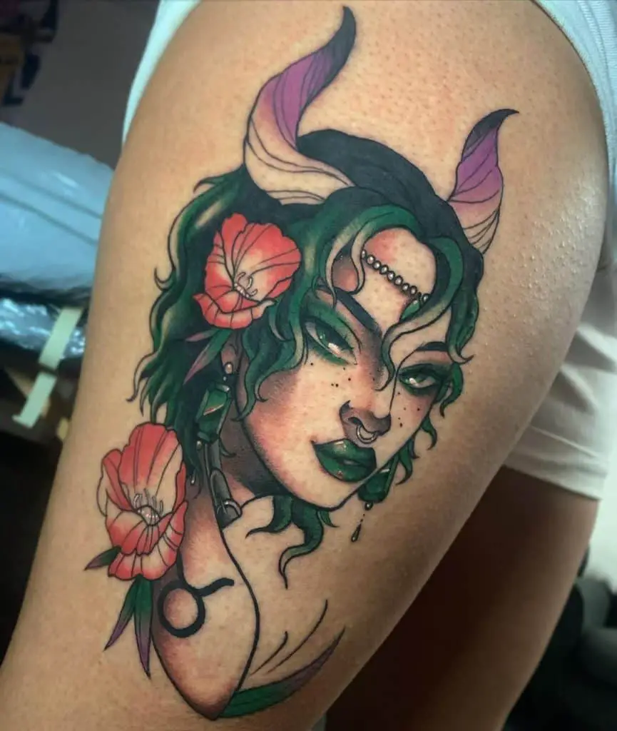 Female Taurus Tattoo 3